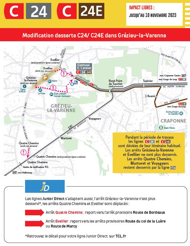 plan modification desserte C24 pdt travaux